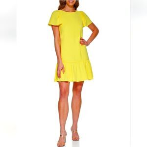 DKNY Yellow Flutter Sleeve Sundress Size S